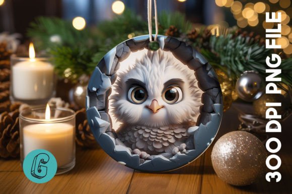 3D Cute Owl Break Through Ornament (04): A Delightful Design Asset
