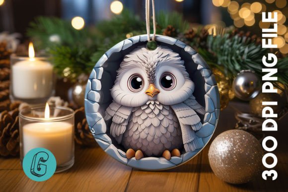 3D Cute Owl Break Through Ornament (06): A Charming Design Asset