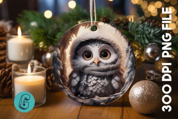3D Cute Owl Break Through Ornament: Creative Digital Design