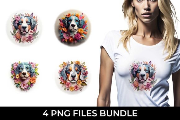 3D Floral Fantasy Bernese Mountain PNG: A Delightful Design Asset