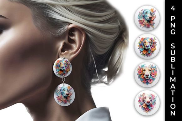 3D Floral Fantasy Dachshund Earrings: A Whimsical Design Bundle