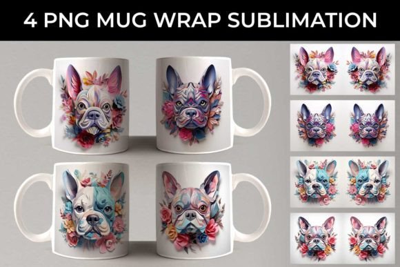 3D Floral Fantasy French Bulldog Mug PNG: A Creative Design Asset