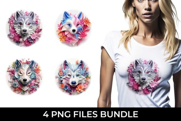 3D Floral Fantasy Husky Sublimation PNG: A Creative Design Asset