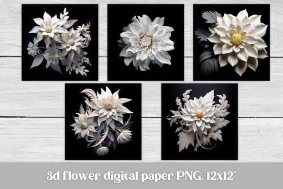 3d Flower Digital Paper for Creative Designers