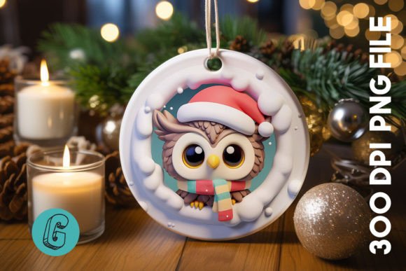 3D Owl Break Through Ornament Front: Creative Digital Download