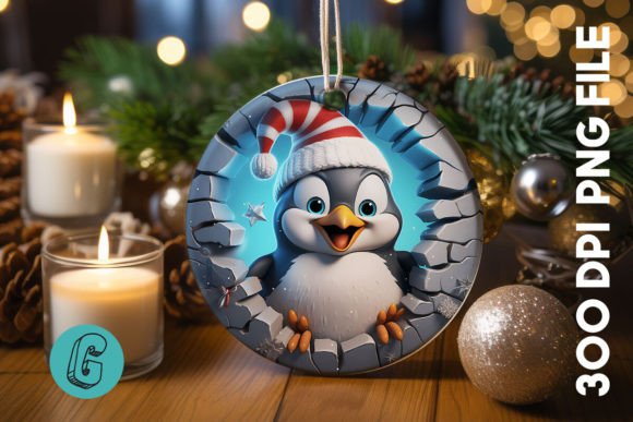 3D Penguin Break Through Ornament (08): A Creative Design Asset