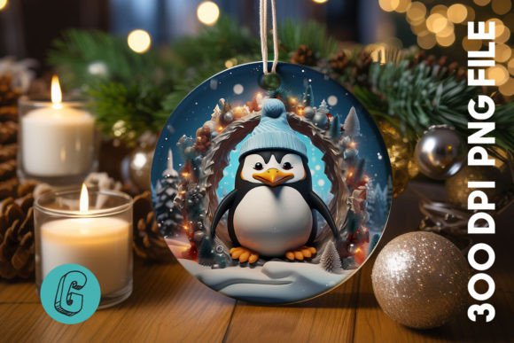 3D Penguin Break Through Ornament: A Playful Design Asset