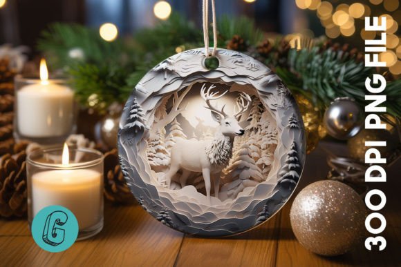 3D Reindeer Break Through Ornament (26) for Festive Projects