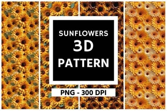 3D Sunflowers Background Pattern 01