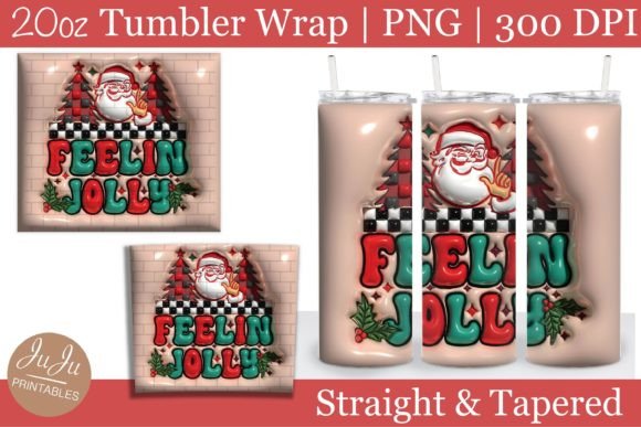 Festive Christmas Inflated 3D Tumbler Wrap PNG