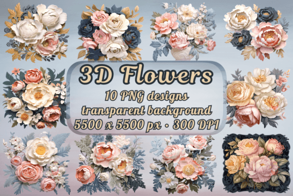 Stunning 3D Floral PNG Sublimation Designs for Every Project