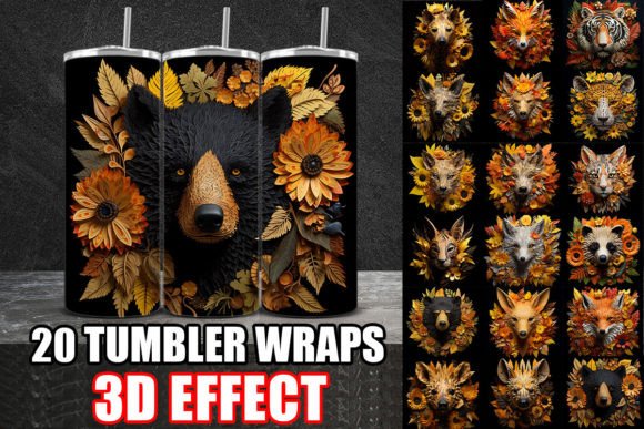 Stunning 3D Wild Animals Tumbler Wrap Design for Creators
